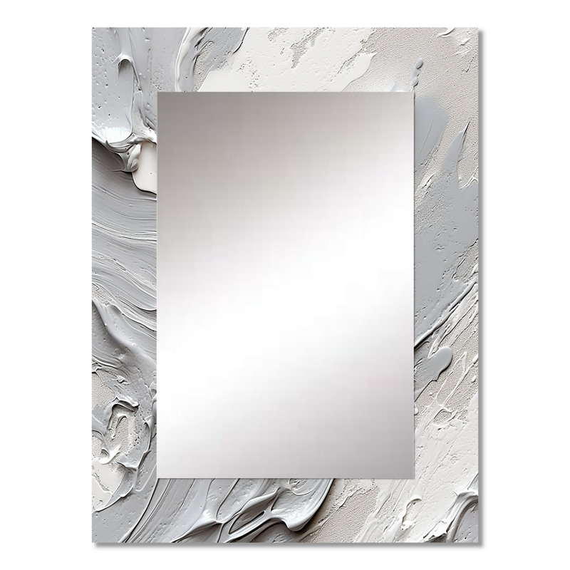 Grey and Cream Harmony In Chaos I - Abstract Unique Wall Mirror, Gray Mirror, Printed Metal Art, 32" x 24"