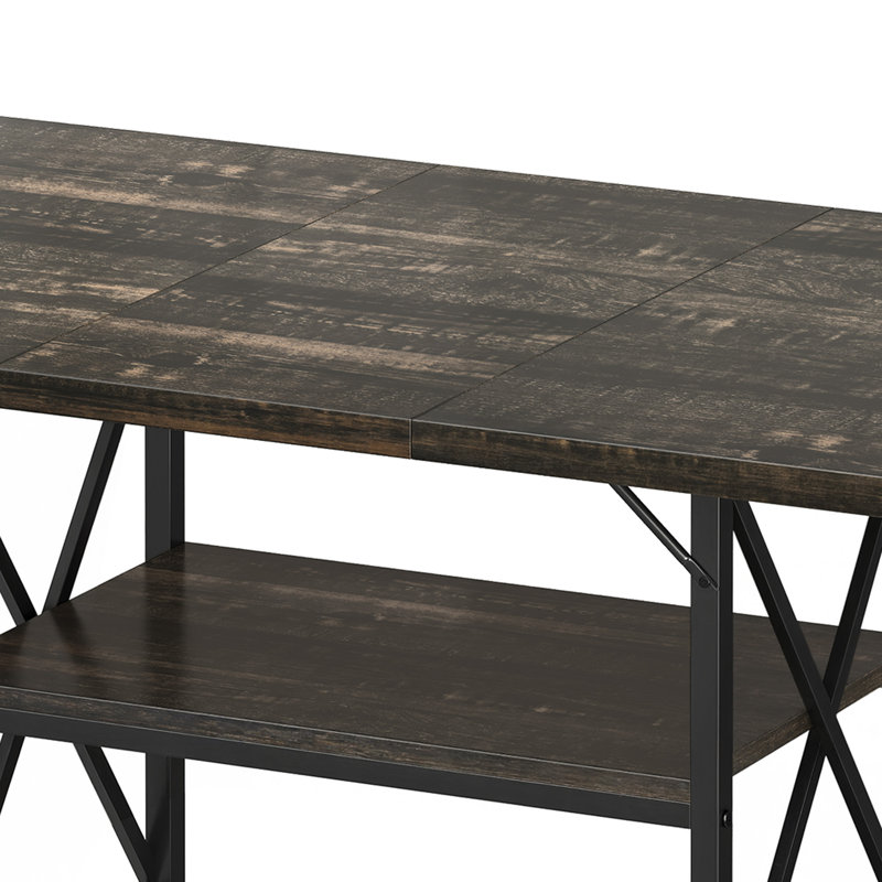 Table de salle à manger rectangulaire moderne 47 ", table de salle à manger, table multifonctionnelle avec tablettes double couche