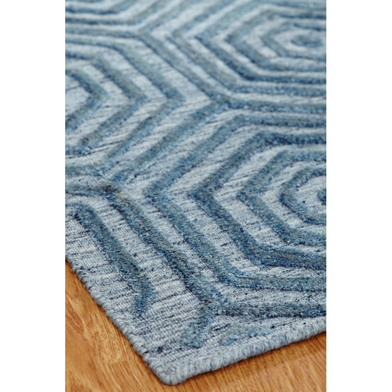 Tralee Geometric Area Rug in Blue, Rectangle 5' x 7'