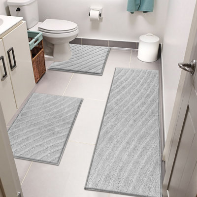 Super Absorbent Non-Slip Bathroom Rug Mats (Set of 3)