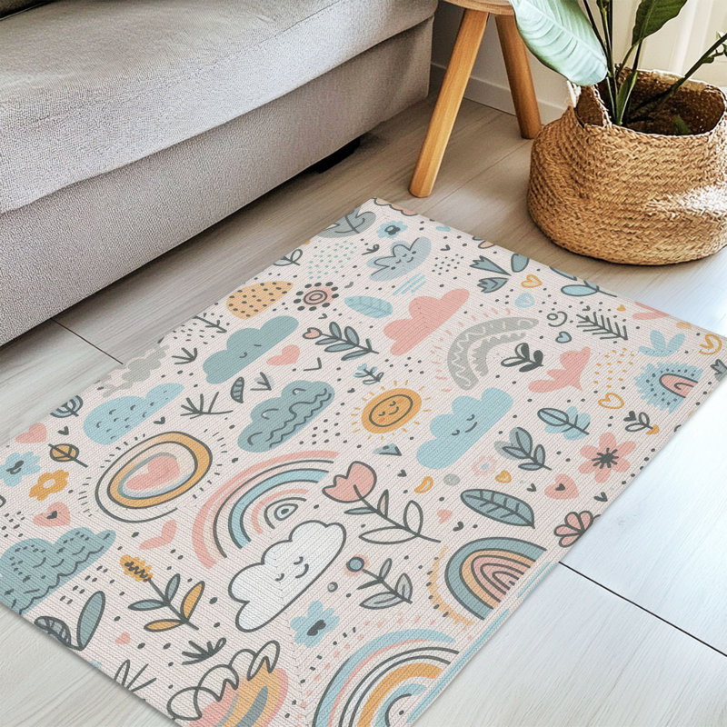 Tapis tressé Minimalist Scribble Flow, Rectangulaire 3 pi x 5 pi