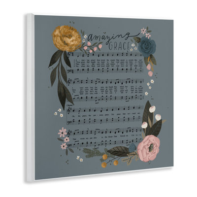Amazing Grace Floral Hymn Wall Plaque Art by Loni Harris