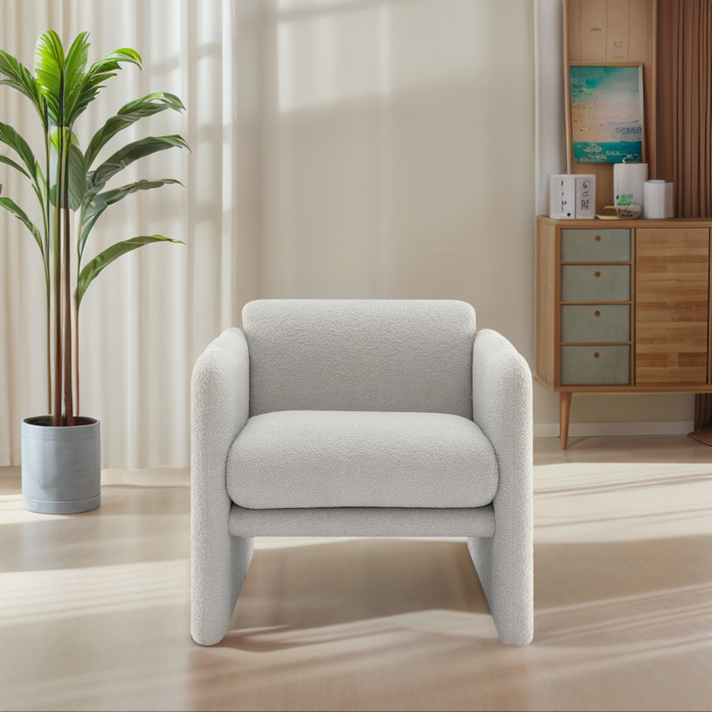 Fauteuil d'appoint 28,24 "Waved Arms, Polyester gris clair