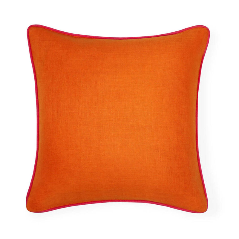 Manarola Square Pillow Cover & Insert, Tangerine/Raspberry