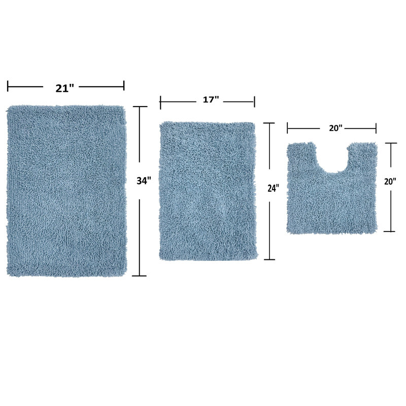 Ensemble de 3 tapis de bain Hazeltine, Bleu