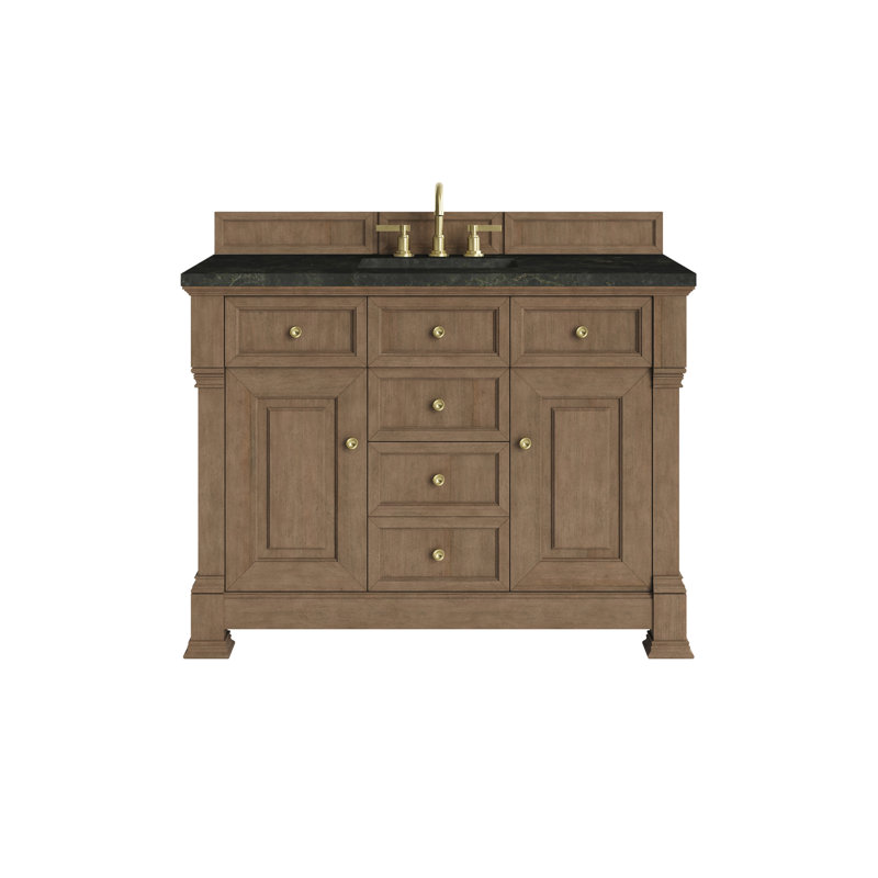 Brookfield 48'' W Single Vanity, Widespread, Victorian Silver, Black Onyx