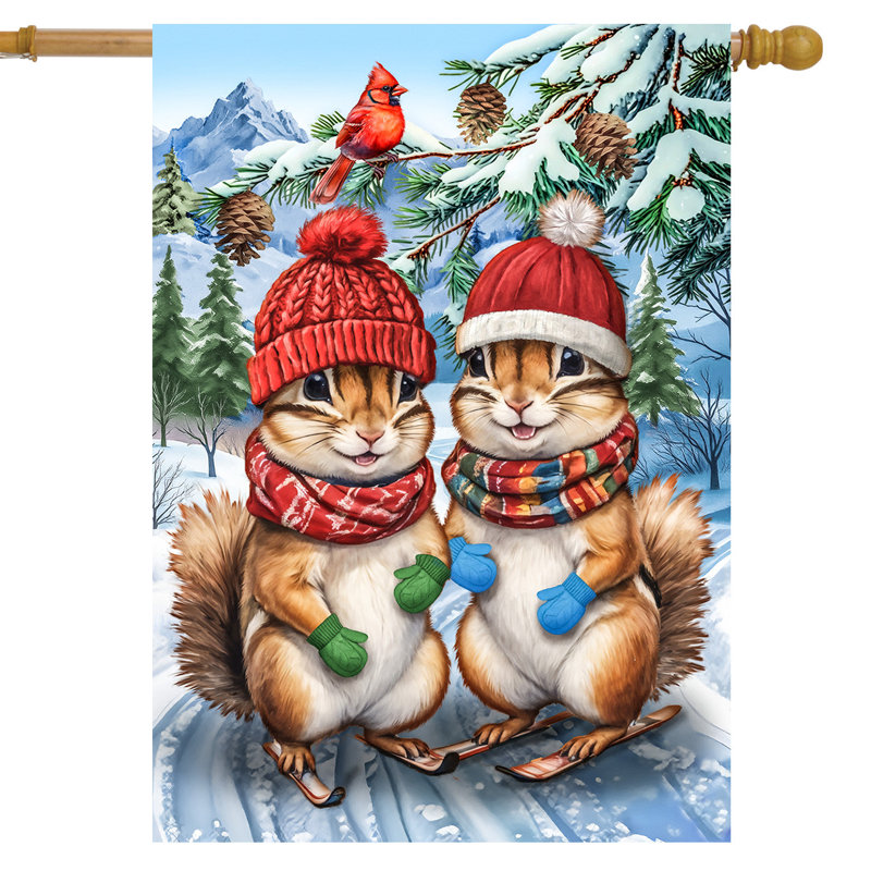 Drapeau d'hiver de la maison des Chipmunks, Tamias roux/bruns