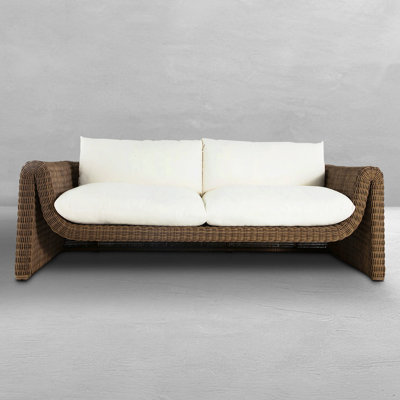 Como 90.75" Wide Outdoor Rectangle Patio Sofa with Cushions