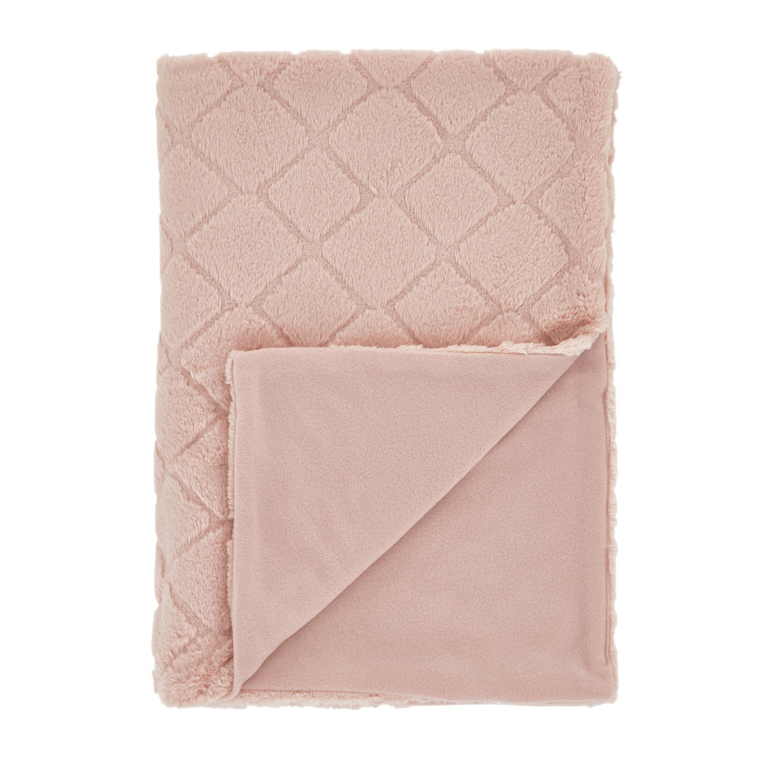 Cosy Diamond Faux Fur Soft 130x170cm Blanket Throw