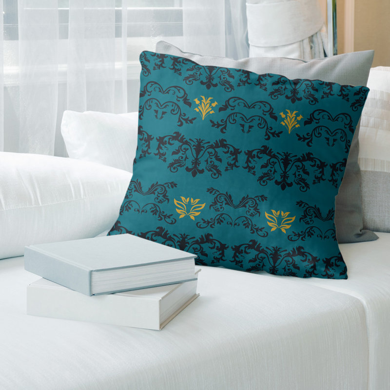 Housse de coussin Jacksonville Football Baroque, 14 po x 14 po, Croisé en coton, Vert foncé / noir / jaune