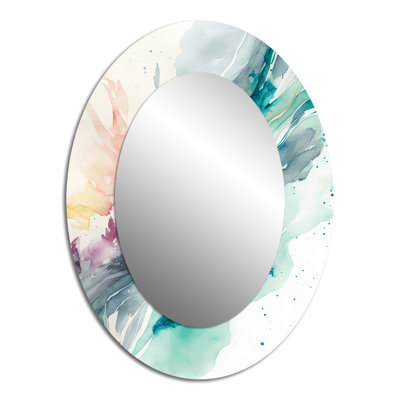 Celebrations In Turquoise Shades Of Blue III - Blue Oval Wall Mirror Decor