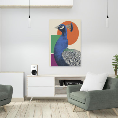 Vibrant Peacock Portrait by Andreas Magnusson - Wrapped Canvas Print