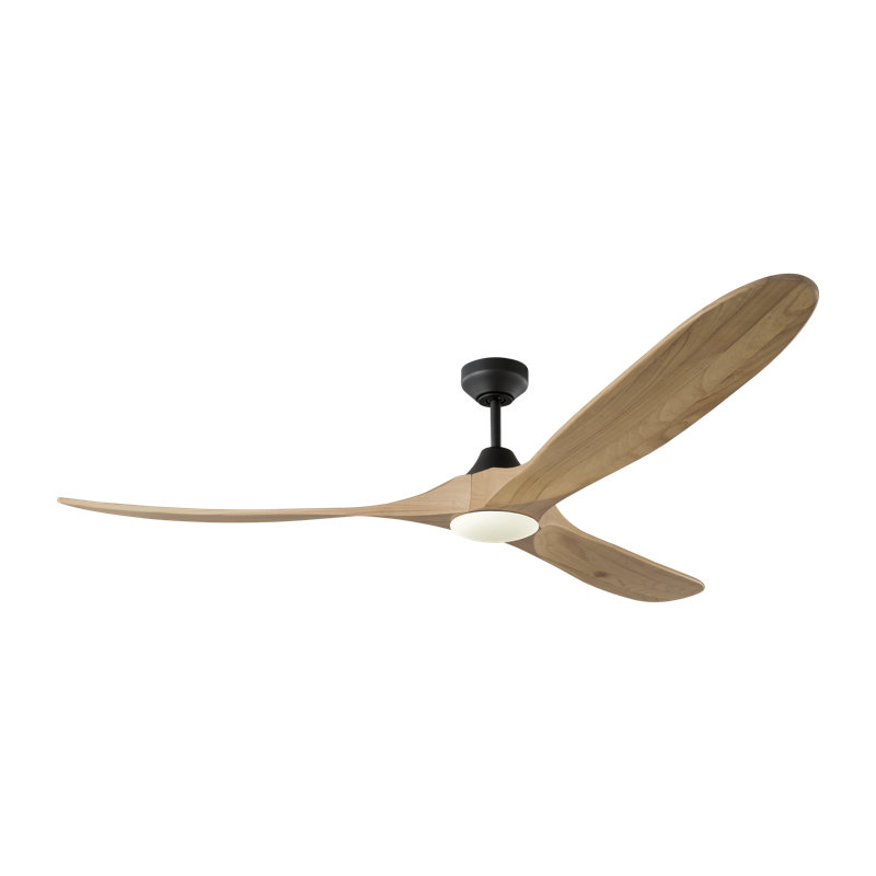 Maverick Smart 70 LED Indoor Ceiling Fan with Threaded Downrod, blades and Handheld Remote, Midnight Black, Natural Honey