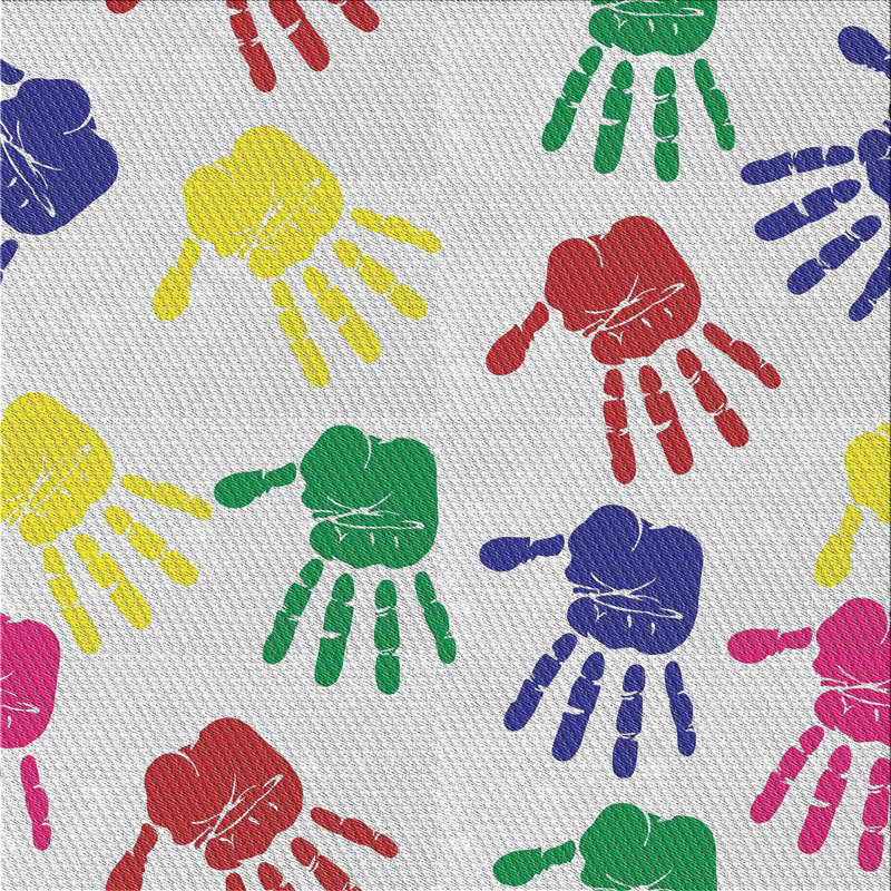 Tapis bleu / rouge / vert en laine et polyester tissé à la machine Barajas, Carré 4 pi
