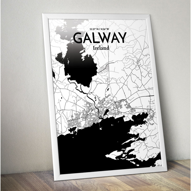 Galway City Map - No Frame Print, 50.8cm H x 40.6cm W x 0.13cm D