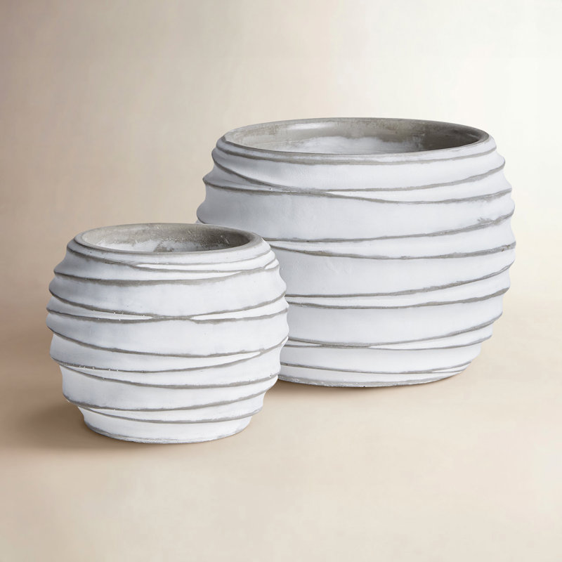 Falesia Handmade Planter, White, 6" H x 6" W x 3.75" D