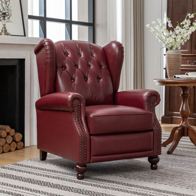 Almantas 31.5" W Genuine Leather Push-Back Recliner