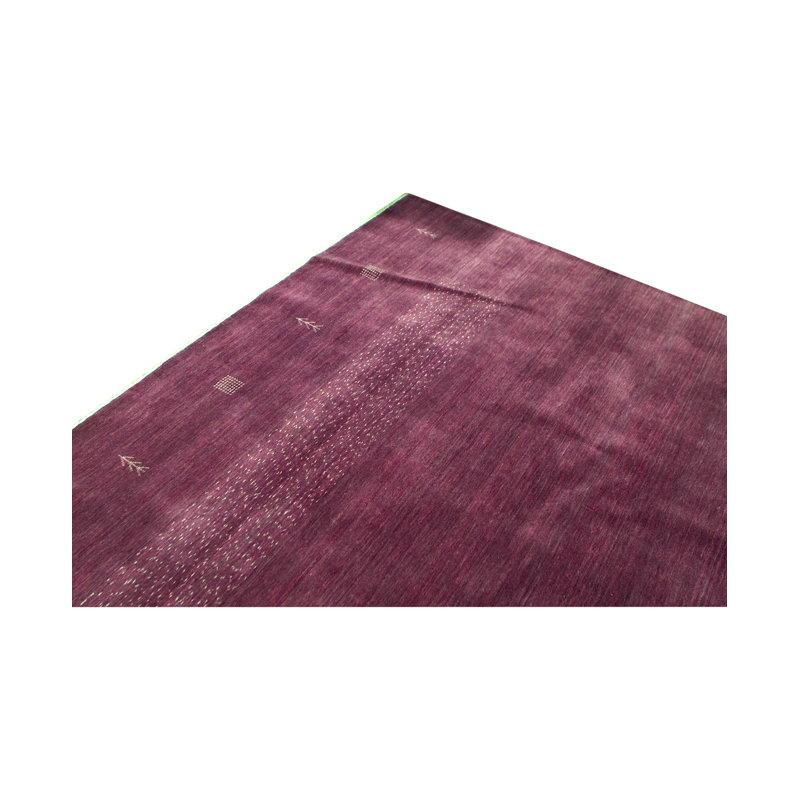 Gabbeh Wool Striped Area Rug in Plum/White
