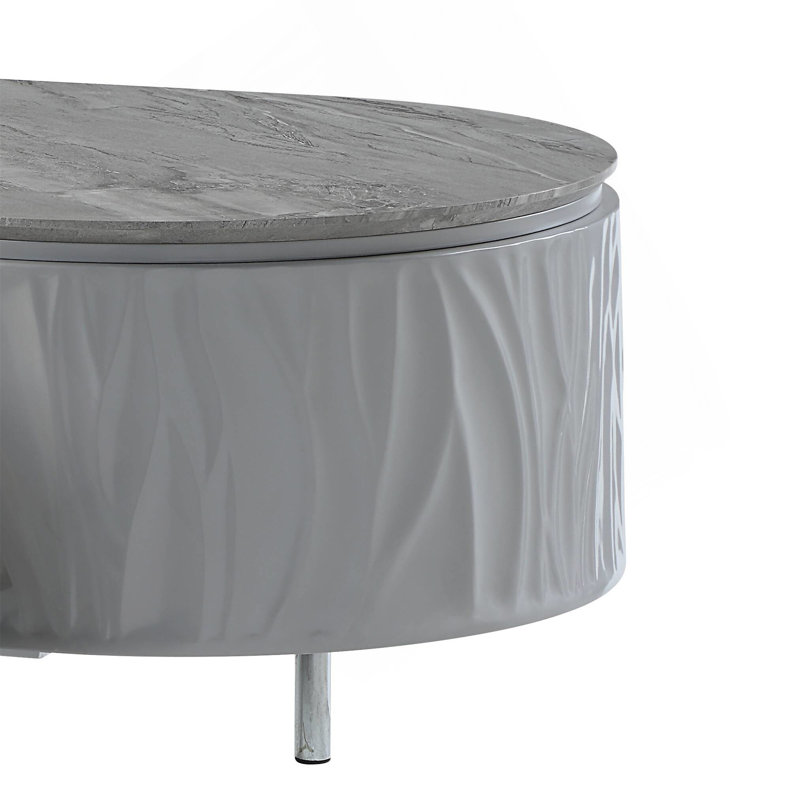 Gray High Gloss & Chrome Finish Coffee Table