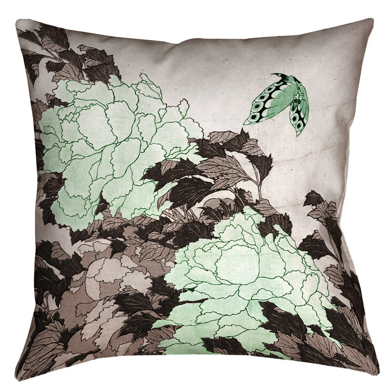Coussin Katsushika Hokusai, 18 po x 18 po, Vert