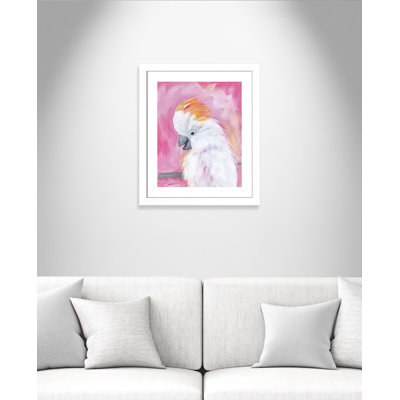 Beyan 'Pink Cockatoo' Framed Acrylic Painting Print