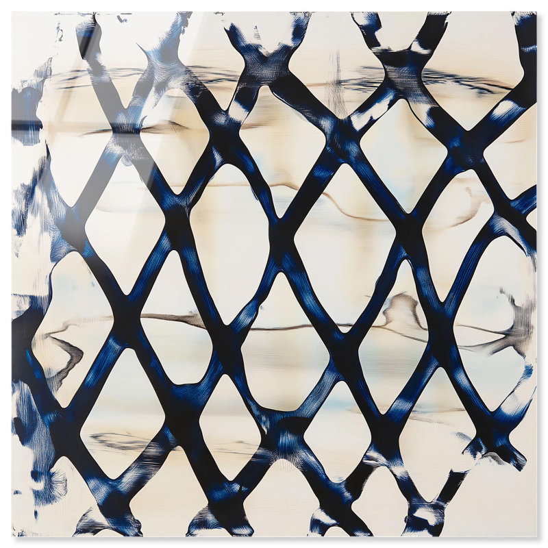 Impression sur acrylique "Deep Blue Interlace I" par Art Remedy, H 24 po x l 24 po