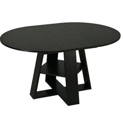 43.3In-59In Extendable Round Dining Table For 4-8,Modern Kitchen Oval Dining Table With Removable Leaves Space Saving,Wood Base With Storage Shelf For