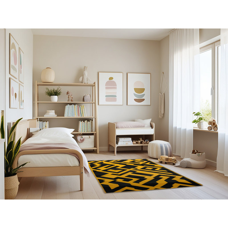 Tapis brun treillis lavable à la machine, Rectangulaire 3 pi x 5 pi