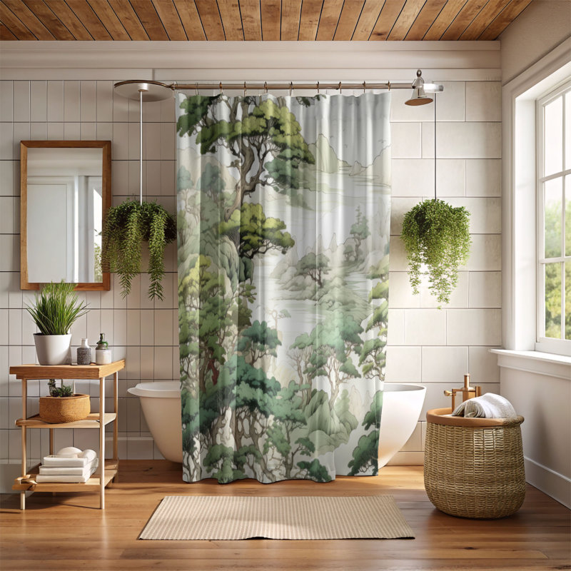 Rideau de douche ancien - Wilds, H 74 po x l 71 po