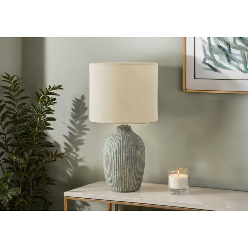 Lighting, Table Lamp, 18"h, Ceramic, Shade, Contemporary, Modern, Green, Beige