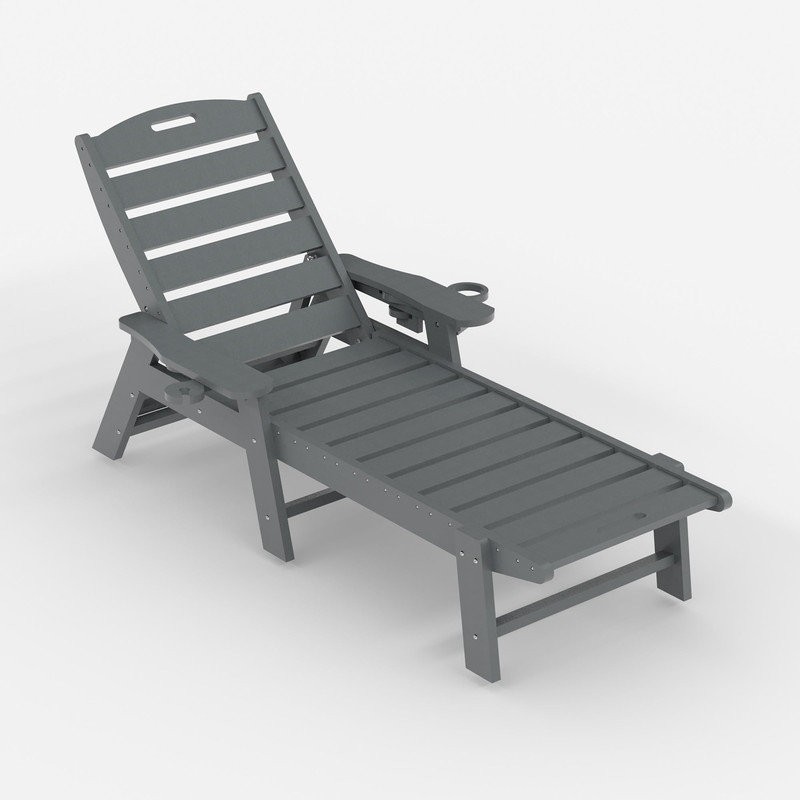 Méridienne d'extérieur en PEHD, chaises de piscine surdimensionnées en PEHD à 5 positions, chaises de piscine, Gris