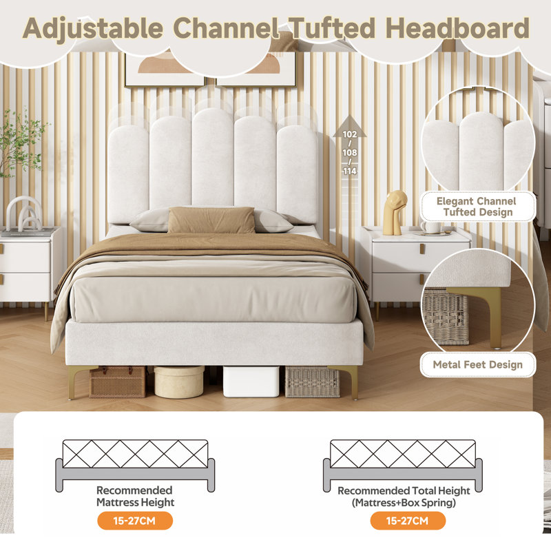 Upholstered Bed, Single (3')