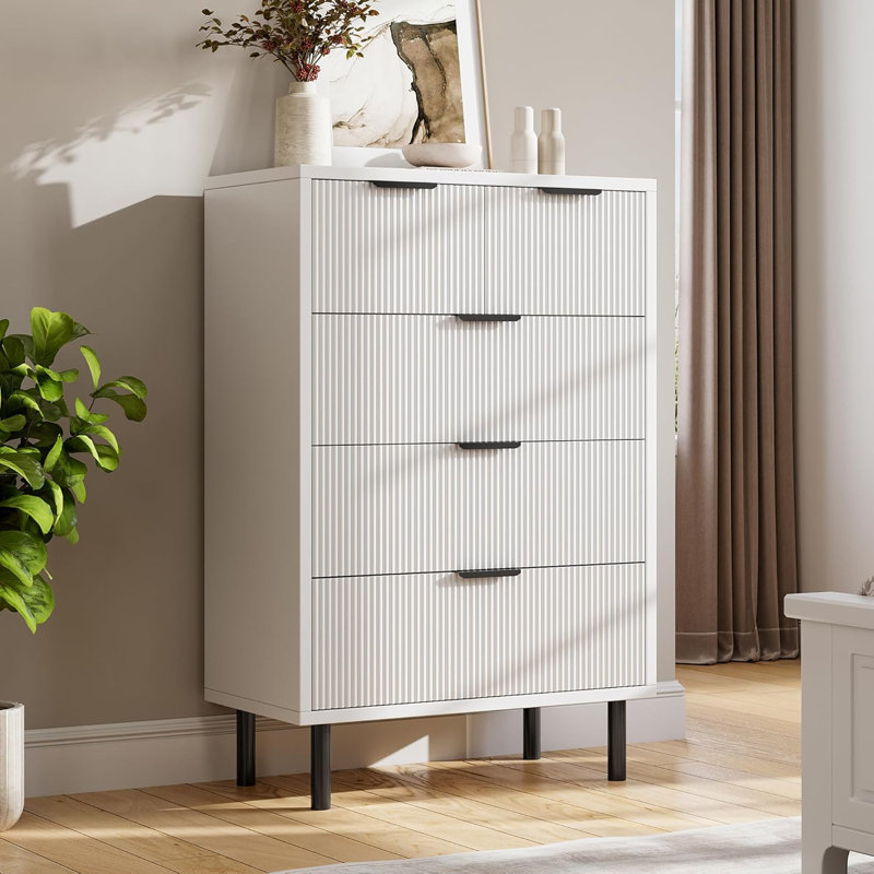 Commode 5 tiroirs Wave, Blanc