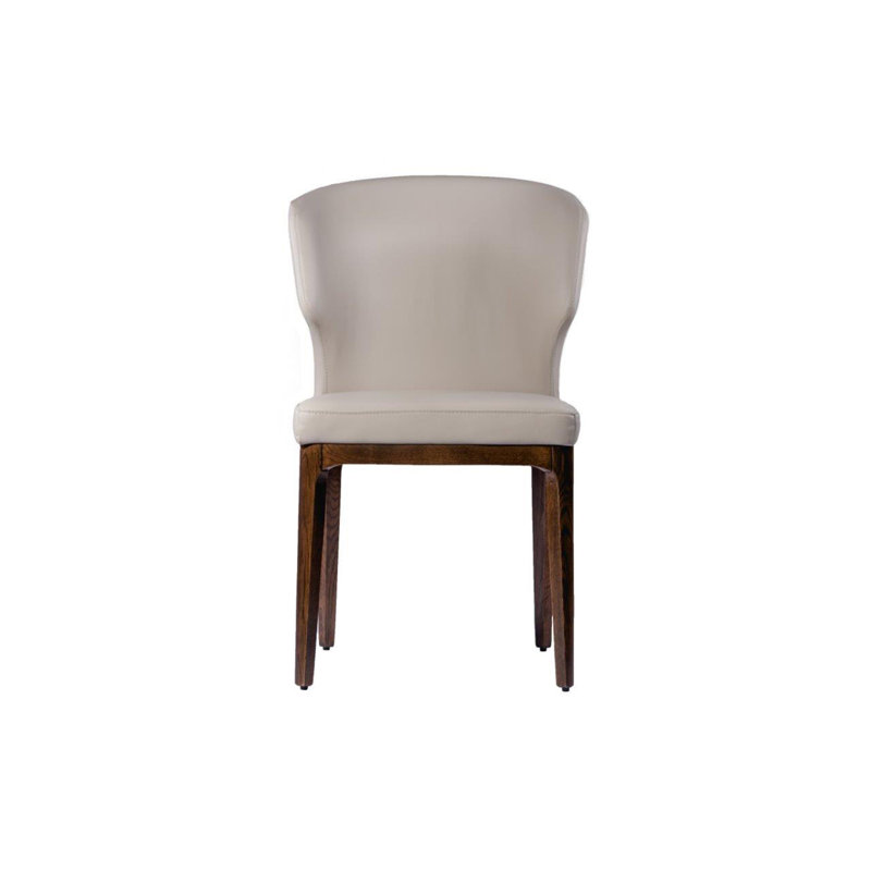 Chaise d'appoint rembourrée en cuir Kashiff, Noyer, Amande gris clair
