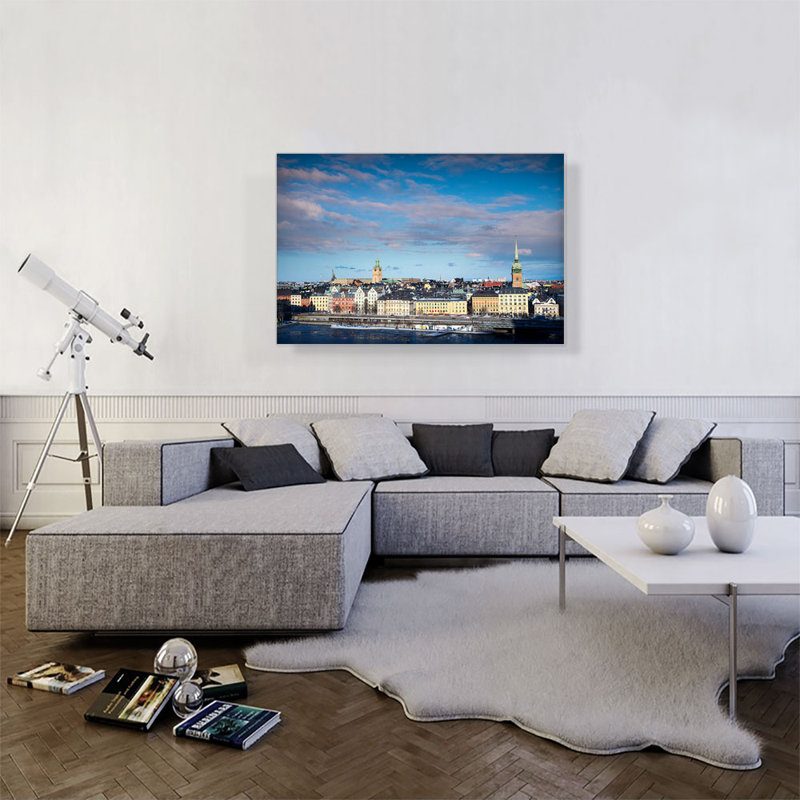 «Stockholm Suède Skyline», reproduction de photo sur toile tendue, H 26 po x l 40 po x 1,5 po