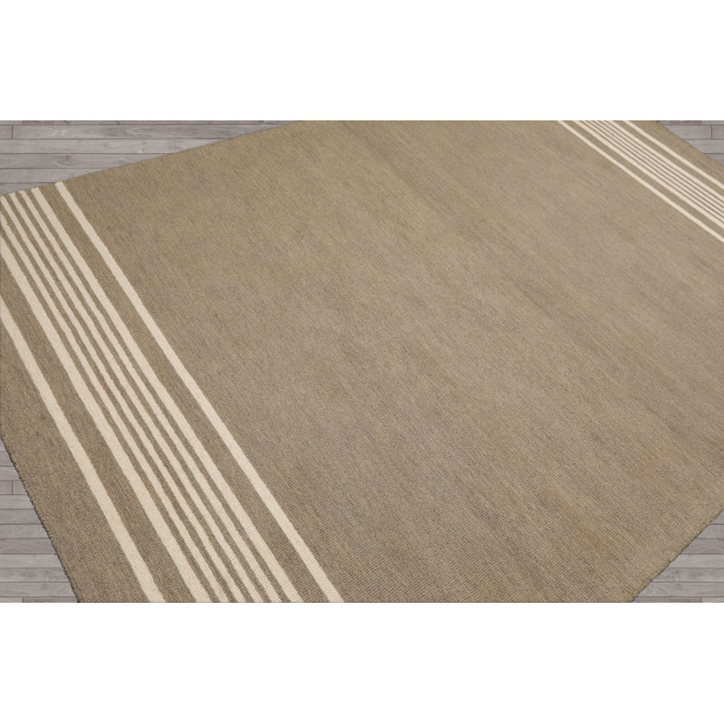 Modern Minimalist Wool Oriental Area Rug in Multi Sizes Moss Hand Tufted, Rectangle 6' x 9'