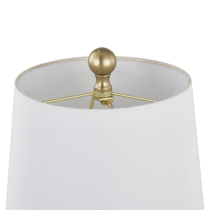Lampe de table 19 po en résine avec abat-jour, Doré, Blanc