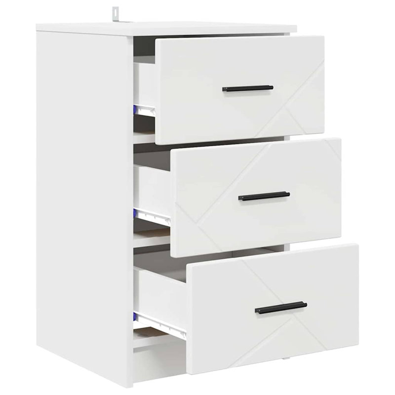 38cm W Manufactured Wood Bedside Table, White