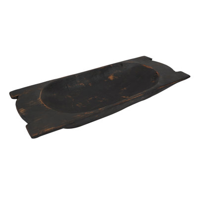 Valentia Hand-Carved Solid Wood Rectangular Decorative Bowl