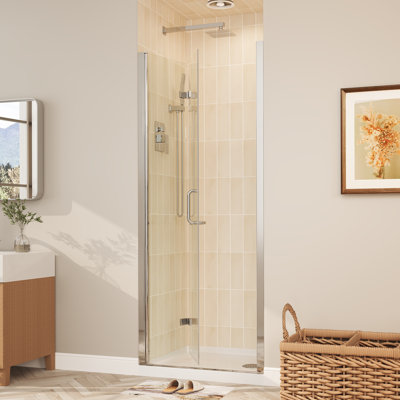 Portes de douche pliantes sans cadre en chrome avec verre transparent