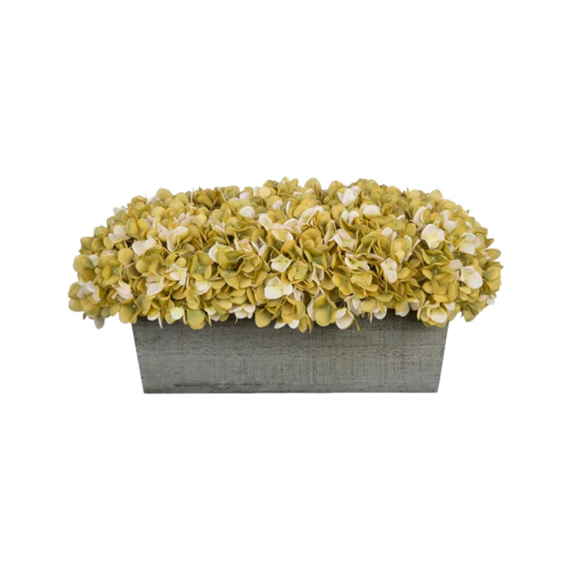Arrangement d'hortensia en pot synthétique, Sauge/crème, Noir