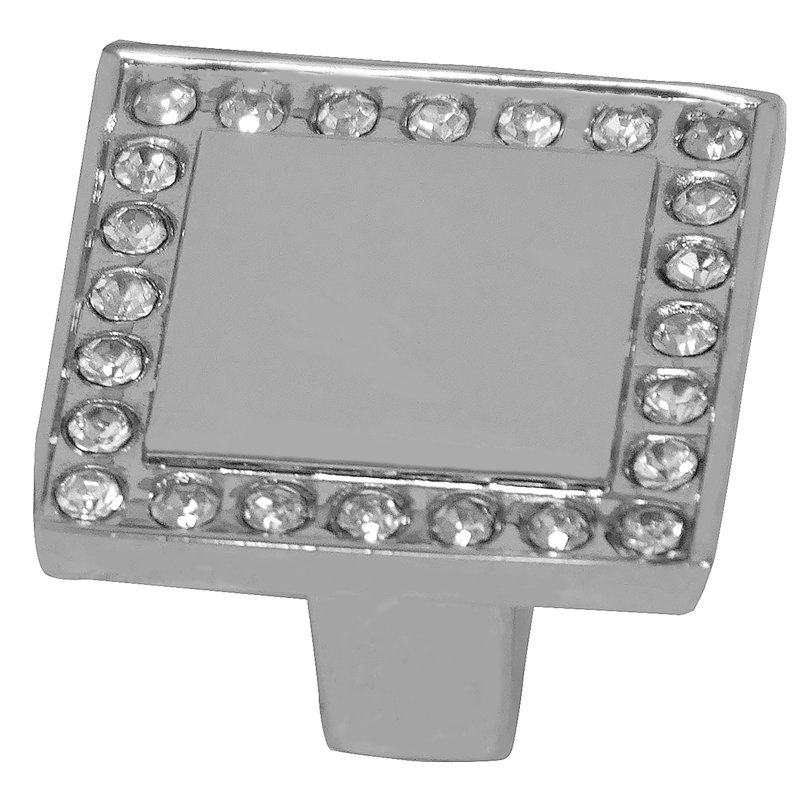 Bellagio Polished Chrome Square Knob with Crystal Accents