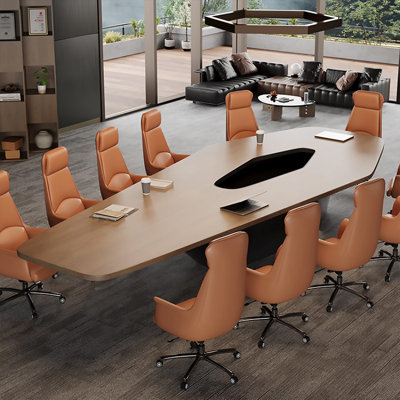Grande table de conférence luxueuse en bois massif brun clair 102,36 po
