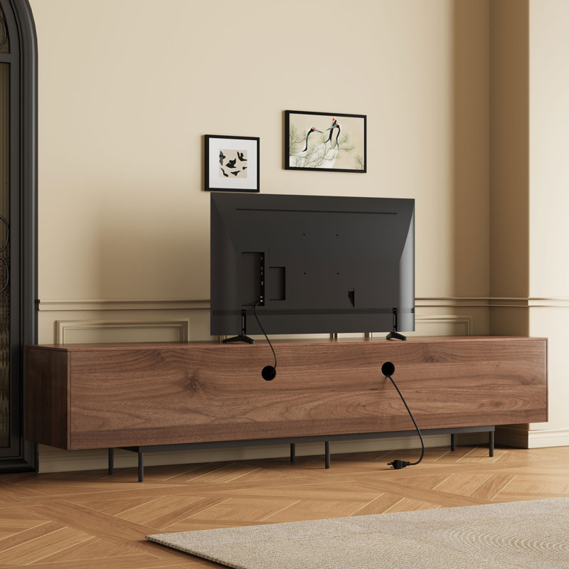 Vintage TV Unit & Stand for Large TVs | Premium Media Console in 1.8m/2.4m Sizes |  Walnut  | Fits 75-100 Inch Televisions | Bedroom & Living Room Furniture Large Media Unit with Cable