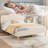 Queen Size Upholstered LED Bed Frame with Adjustable Headboard and Footboard Velvet Princess Platform Bedframe for Kids Girls Wooden Slats Support No Box Spring Needed Easy Assembly Beige-682560427-682560428