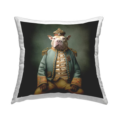 Dog in Royal Fashion Decorative Printed Throw Pillow by Lazar Studio