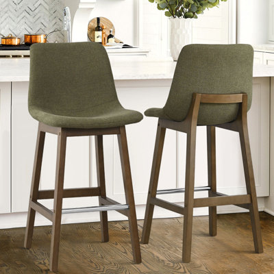 28" Upholstered Low Back Solid Wood Kitchen Dining Bar Stool