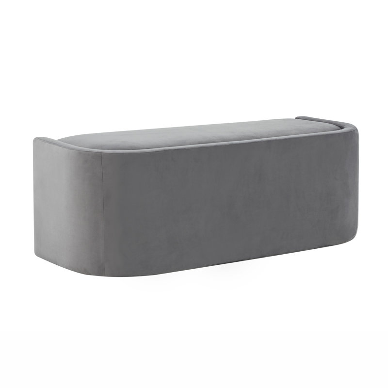 Toni Velvet Upholstered Bench, Slate Gray