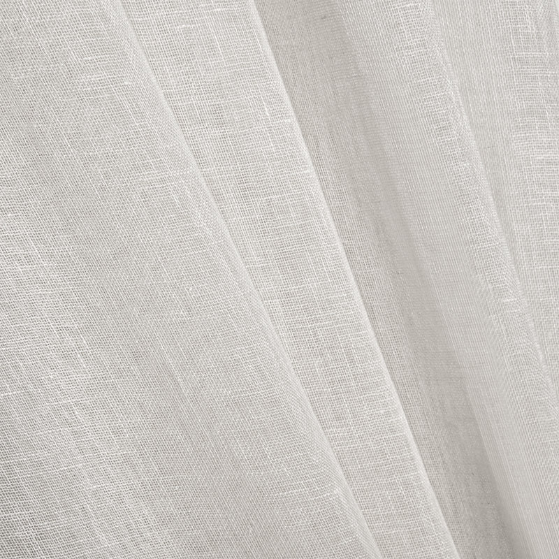 100% Pure Linen Lightweight Voile Sheer Tie Top Curtain (Single Panel), 52" W x 84" L, Light Grey