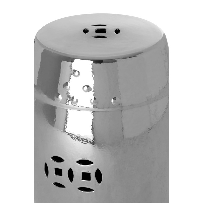Friend Ceramic Accent Stool, Silver